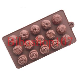 Khuôn silicon làm thạch, rau câu, socola 15 bông hoa