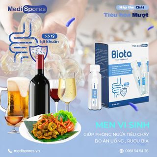 Men uống vi sinh MediSpores Biota bổ sung lợi khuẩn, hỗ trợ giảm triệu chứng rối loạn tiêu hóa cho bé, 5ml x 20 ống/hộp