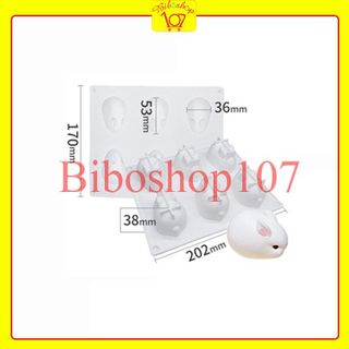 Khuôn silicon làm thạch, rau câu, socola 6 chú thỏ trắng