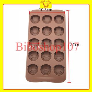 Khuôn silicon làm thạch, rau câu, socola 15 chú heo biểu cảm