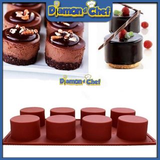 Khuôn Silicon 8 Lỗ/Ô Hình Trụ Làm Bánh mousse