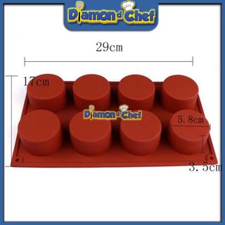 Khuôn Silicon 8 Lỗ/Ô Hình Trụ Làm Bánh mousse