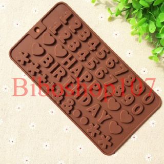 Khuôn silicon làm thạch, socola Happy birthday và số