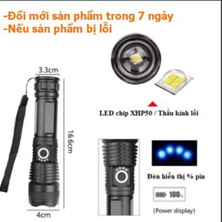 Đèn Pin siêu sáng XHP50 chất lượng giá tốt có zoom gần xa