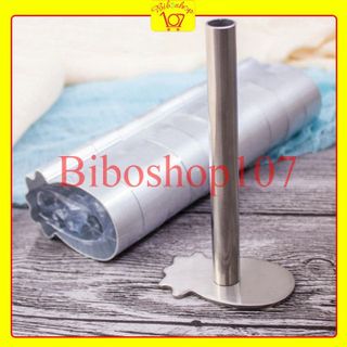 Bộ 10 khuôn nhôm nhấn bánh dứa, bánh qui kèm 01 dụng cụ nhấn
