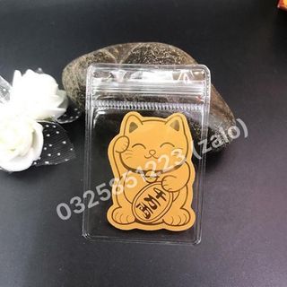 Miếng Dán Mèo Thần Tài Mạ Vàng Dán Ốp Điện Thoại Phong Thủy May Mắn💰