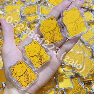 Miếng Dán Mèo Thần Tài Mạ Vàng Dán Ốp Điện Thoại Phong Thủy May Mắn💰