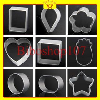 Bộ 10 khuôn nhôm nhấn bánh dứa, bánh qui các hình