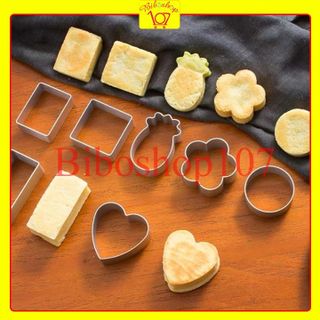 Bộ 10 khuôn nhôm nhấn bánh dứa, bánh qui các hình