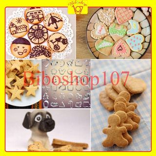 Bộ 10 khuôn nhôm nhấn bánh dứa, bánh qui các hình