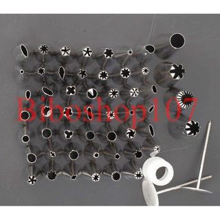 Bộ 52 đui inox kèm chốt + Dù Bắt Hoa tặng túi bắt kem silicon + 2 dụng cụ vệ sinh đui