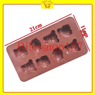 Khuôn silicon làm thạch, rau câu, socola 8 Sư Tử Gấu Hà Mã