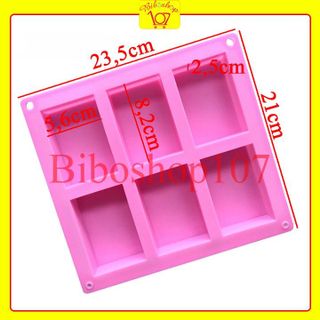Khuôn silicon làm thạch, rau câu, socola 6 ô chữ nhật to