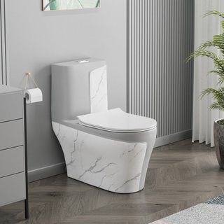 Bồn cầu một khối nghệ thuật với màu sắc độc đáo, xả xoáy siêu sạch, tiết kiệm nước, chống hôi