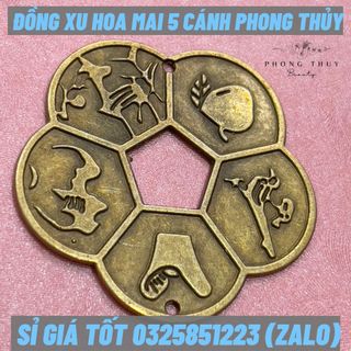 Sỉ Đồng Xu Hoa Mai 5 Cánh Bằng Đồng, Đồng Xu Phong Thủy May Mắn Giá Cực Kì Tốt giá sỉ