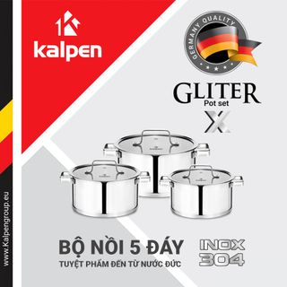 Bộ nồi inox 304 cao cấp 5 đáy Kalpen GliterX KP-3568X - Liên hệ để được giá tốt