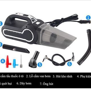 Máy hút bụi, bơm lốp, đo áp suất lốp oto 4 in1