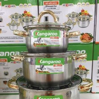 Bộ 3 Nồi Inox Liên Doanh 5 Lớp Đáy Từ Kangaroo KG864
