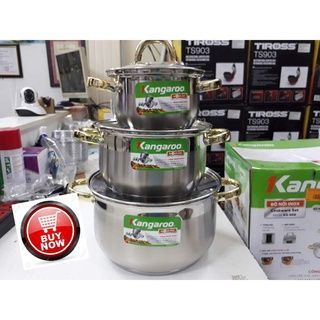Bộ 3 Nồi Inox Liên Doanh 5 Lớp Đáy Từ Kangaroo KG864