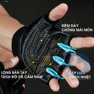 SP027-Găng tay bao tay tập gym, xà đơn đi phượt xe máy du lịch thể thao kiểu cụt ngón có bao đệm lưới cực êm tiện dụng