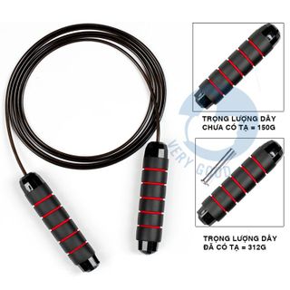 SP003-Dây nhảy giảm cân đốt mỡ bụng dây lõi thép đàn hồi CÓ TẠ dài 2.9m tập thể dục gym muay thái tăng thể lực sức khỏe tại nhà