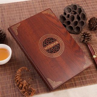 Bộ ComBo 2 món Sổ tay Da PU giả gỗ + Bút giả gỗ in logo theo yêu cầu