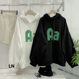 Áo hoodie logo Aa thun nỉ tay phồng form dưới 70kg
