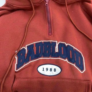 Áo khoác nỉ dây kéo giữa cổ logo thêu badblood form 90kg