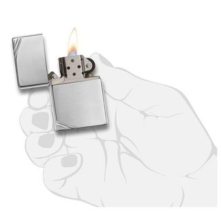 Zippo chặt góc bóng trắng – High Polish Chrome Vintage with Slashes 260