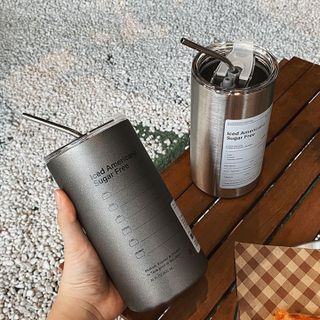 Cốc giữ nhiệt 450ml Ly giữ nhiệt Bình nước có ống hút đựng coffee trà chất liệu inox304 an toàn chống đổ tiện lợi