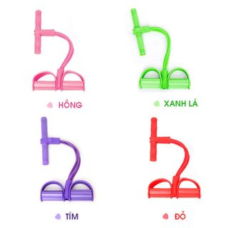 SP036-Dây kéo đàn hồi 4 ống cao su bàn đạp chân -dụng cụ tập gym thể dục săn chắc bụng tay vai tại nhà cho nam nữ tập thể hình