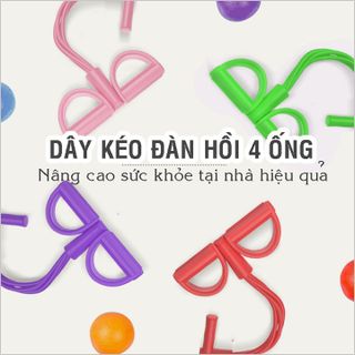 SP036-Dây kéo đàn hồi 4 ống cao su bàn đạp chân -dụng cụ tập gym thể dục săn chắc bụng tay vai tại nhà cho nam nữ tập thể hình