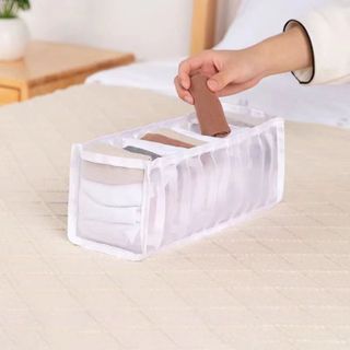 Hộp vải đựng quần áo đồ lót khay đựng tất vớ nhiều ngăn dạng lưới gọn gàng cho tủ đồ dễ dàng vệ sinh và gấp gọn