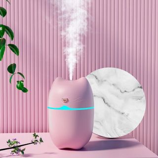 Máy Xông Tinh Dầu Mini Máy Tạo Độ Ẩm Phòng Hình Mèo Dung Tích 260ML Đèn Ngủ Đổi Màu Trang Trí Để Bàn