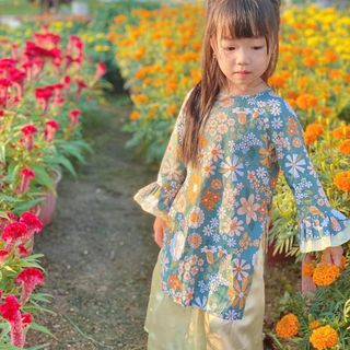 Áo dài bé gái, áo dài tết chất lụa