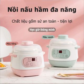 Nồi Nấu Cháo Chậm - Nồi Chưng Yến, Hầm Cách Thủy, Hầm Canh V125V Dung Tích 1L, Lòng Nồi Bằng Sứ Giữ Nhiệt Tốt Hơn