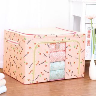 Hộp vải đựng quần áo khung thép giỏ thùng đựng đồ đa năng gấp gọn khóa kéo cất chăn màn đồ lót có nắp kt lớn 100L
