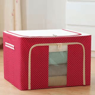Hộp vải đựng quần áo khung thép giỏ thùng đựng đồ đa năng gấp gọn khóa kéo cất chăn màn đồ lót có nắp kt lớn 100L