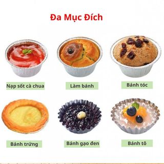 Set 250 Đế Cốc Chén Giấy Bạc Lót Lò Nướng Bánh Tart Trứng Nồi Chiên Không Dầu Tiện Dụng