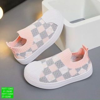 Giày trẻ em chất vải dệt họa tiết ô vuông F077