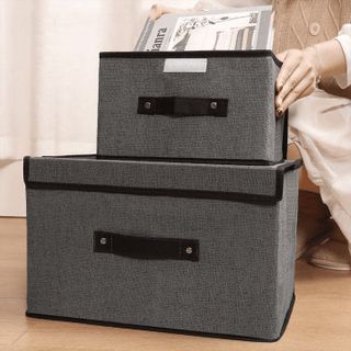 Hộp đựng quần áo chăn màn, Thùng đựng đồ lót đồ chơi đa năng bằng vải cứng, có nắp đậy không cần tủ tiện dụng