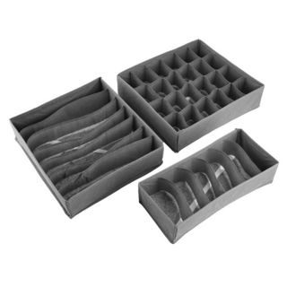 HL006-Set 3 hộp đựng đồ lót, tất, vớ bằng vải không dệt gọn gàng sang trọng