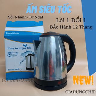 Ấm siêu tốc Electric Kettle Inox 1.8L - Bình đun siêu tốc cao cấp bảo hành 12 tháng.
