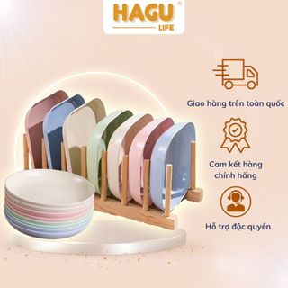 Đĩa nhựa lúa mạch bộ 8 đĩa vuông, đĩa đựng thức ăn, đựng bánh kẹo, an toàn cho sức khoẻ nhiều màu sắc S03