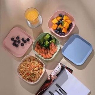 Đĩa nhựa lúa mạch bộ 8 đĩa vuông, đĩa đựng thức ăn, đựng bánh kẹo, an toàn cho sức khoẻ nhiều màu sắc S03