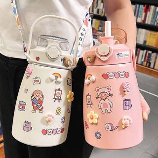 Bình Giữ nhiệt 850ml, ruột bình inox 304, có ống hút, có quai đeo, tặng kèm sticker