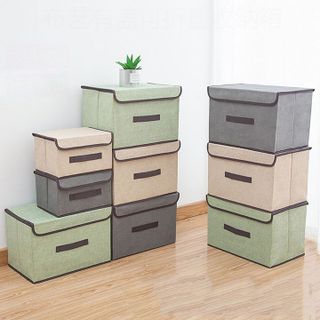 HL023-Hộp đựng quần áo chăn màn, Thùng đựng đồ lót đồ chơi đa năng bằng vải cứng, có nắp đậy không cần tủ tiện dụng