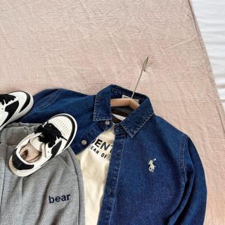 Áo sơ mi jean bé trai, bé gái, denim