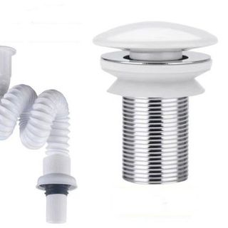 Bộ xả lavabo bằng nhựa kiểu xoăn ruột gà với nút nhấn bằng sứ
