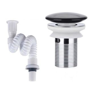Bộ xả lavabo bằng nhựa kiểu xoăn ruột gà với nút nhấn bằng sứ